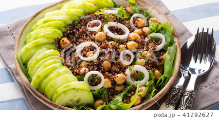 Quinoa salad bowl with cucumbers, chickpeas Quinoa salad bowl with cucumbers, chickpeas 41292627