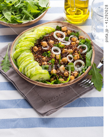 Quinoa salad bowl with cucumbers, chickpeas Quinoa salad bowl with cucumbers, chickpeas 41292628