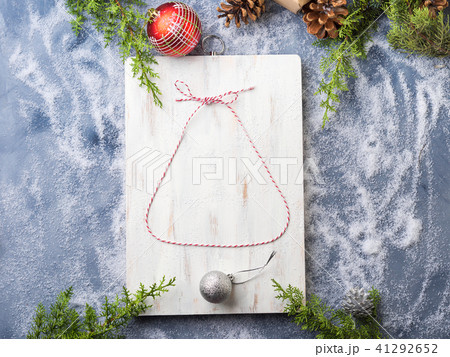 Christmas flat lay background with twine bell Christmas flat lay background with twine bell 41292652
