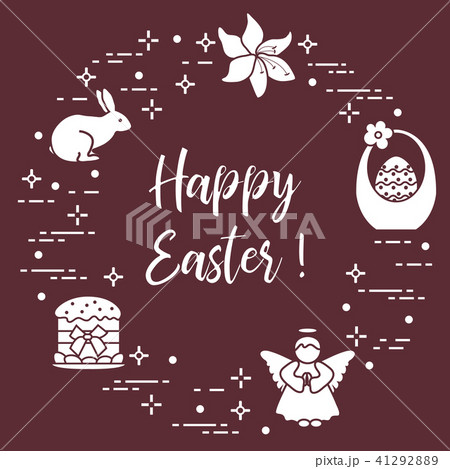 Easter cake, basket, eggs, rabbit, flowers, angel Easter cake, basket, eggs, rabbit, flowers, angel 41292889