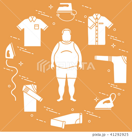 Fat man, irons and different clothes 41292925