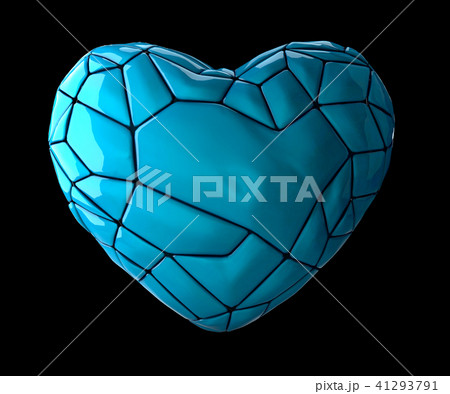 Heart made of low poly style blue color plastic isolated on black background. 3d Heart made of low poly style blue color plastic isolated on black background. 3d 41293791