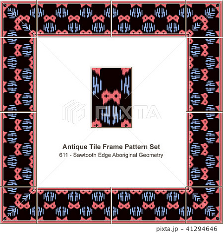 Antique ceramic retro tile frame pattern set 41294646