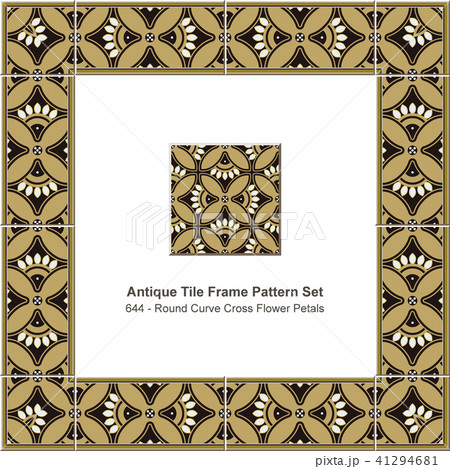Antique ceramic retro tile frame pattern set 41294681