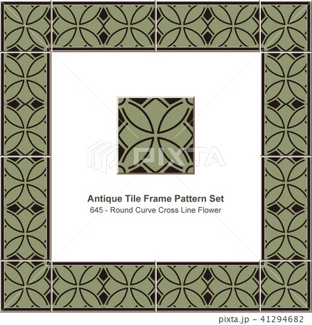 Antique ceramic retro tile frame pattern set 41294682