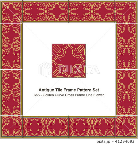 Antique ceramic retro tile frame pattern set 41294692