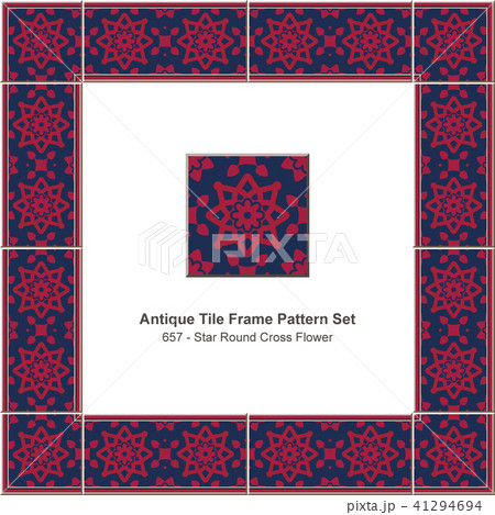 Antique ceramic retro tile frame pattern set 41294694