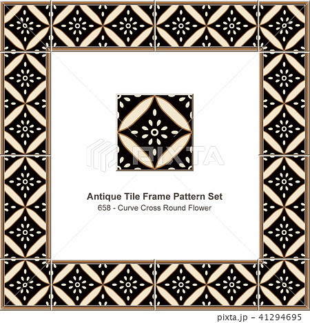 Antique ceramic retro tile frame pattern set 41294695