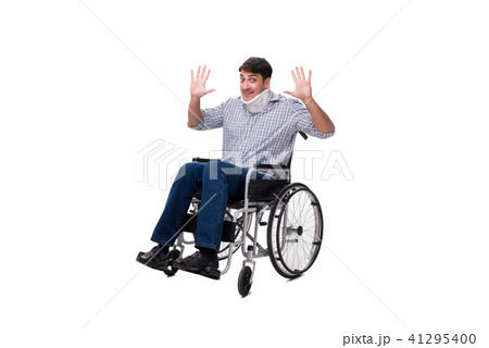 Man suffering from injury on wheelchair Man suffering from injury on wheelchair 41295400