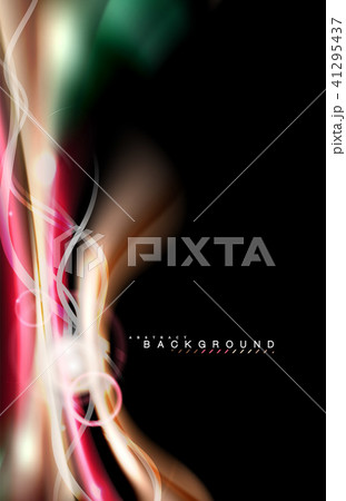 Color shiny light effects on black, liquid style multicolored wavy shape Color shiny light effects on black, liquid style multicolored wavy shape 41295437