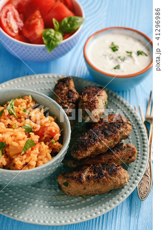 Cevapcici, balkanian grilled meat sausages. Cevapcici, balkanian grilled meat sausages. 41296986