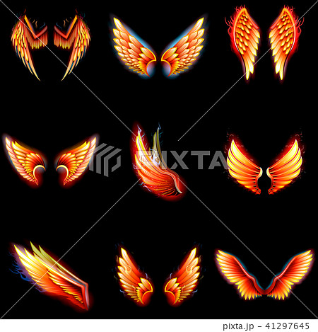 Fire Wings Phoenix Vector Winged Angel Burning のイラスト素材
