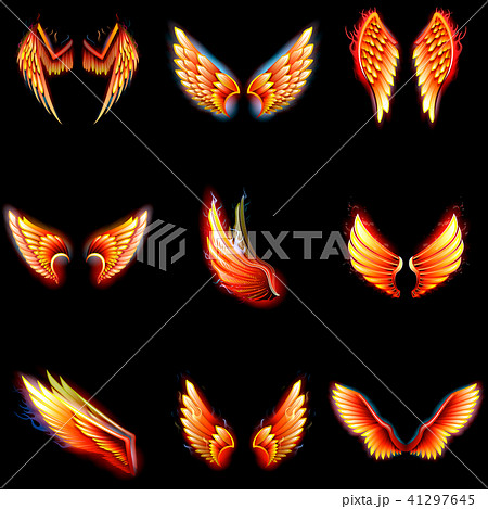 Fire Wings Phoenix Vector Winged Angel Burning Stock Illustration