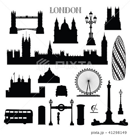 London city icon set. England landmark silhouette 41298149