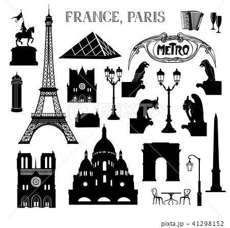Travel Paris icon set. Famous places of France 41298152