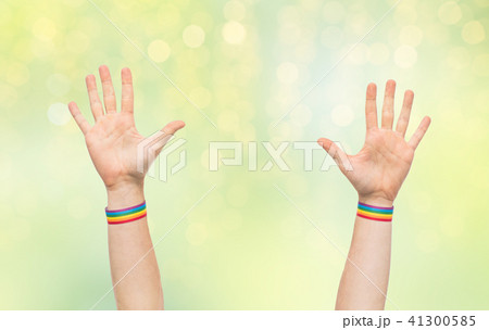 hands with gay pride rainbow wristbands hands with gay pride rainbow wristbands 41300585