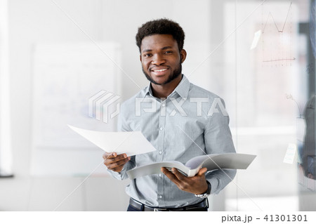 african american businessman with folder at office 41301301