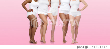 group of happy diverse women in white underwear group of happy diverse women in white underwear 41301347