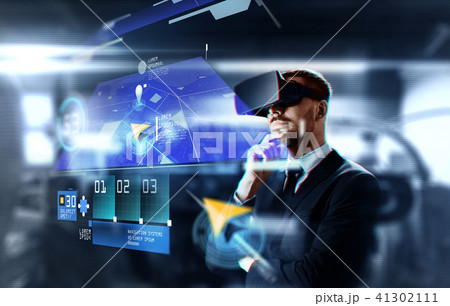 businessman in virtual reality headset with gps businessman in virtual reality headset with gps 41302111