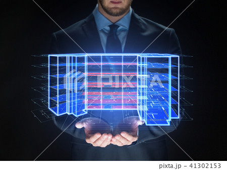 close up of businessman with virtual projection 41302153