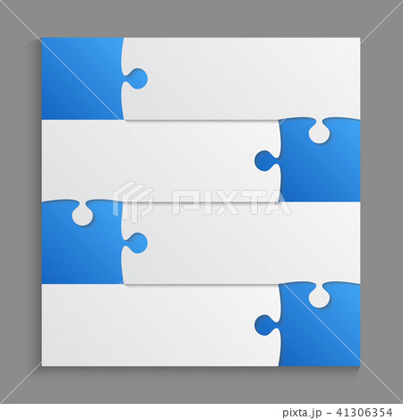 Four Blue Piece Puzzle Infographic. 4 Step Puzzle. 41306354