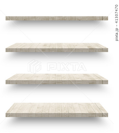 Wooden shelf isolated on white background Wooden shelf isolated on white background 41307470