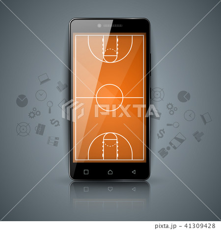 Basketball court, sport, smartphone icon. Basketball court, sport, smartphone icon. 41309428
