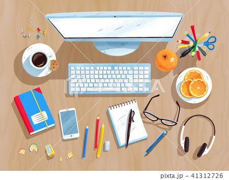 Top view illustration set of office workplace 41312726