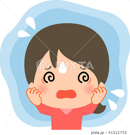目を回して頭を抱える若い女性のイラスト素材