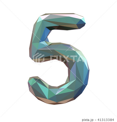 Number 5 five in low poly style isolated on white background. 3d 41313384