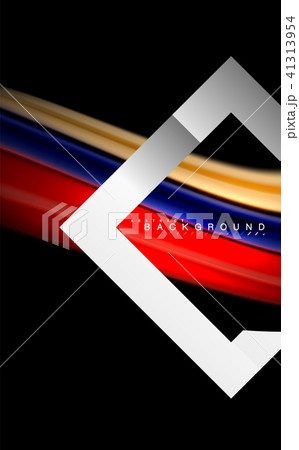 Rainbow fluid colors wave and metallic geometric shape 41313954