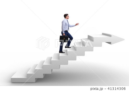Businessman climbing career ladder in business concept Businessman climbing career ladder in business concept 41314306