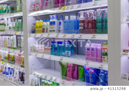 Many types of cosmetics for sale in supermarket 41315298