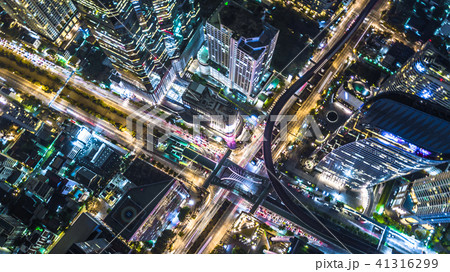 Aerial view Bangkok City modern office buildings. 41316299