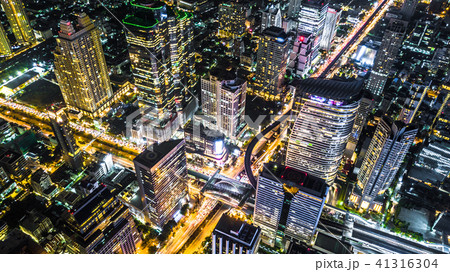 Aerial view Bangkok City modern office buildings. 41316304