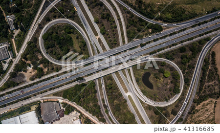 Top view over the highway, express way, interchang 41316685