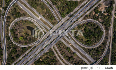 Top view over the highway, express way, interchang 41316686