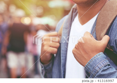 close up hand young male traveler traveling 41316997