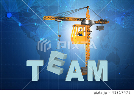 Crane in team and teamwork concept Crane in team and teamwork concept 41317475