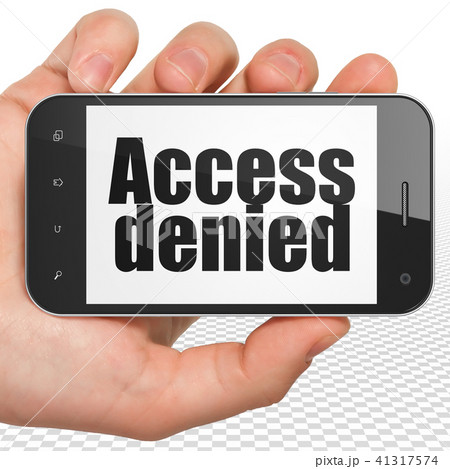 Privacy concept: Hand Holding Smartphone with Access Denied on display 41317574