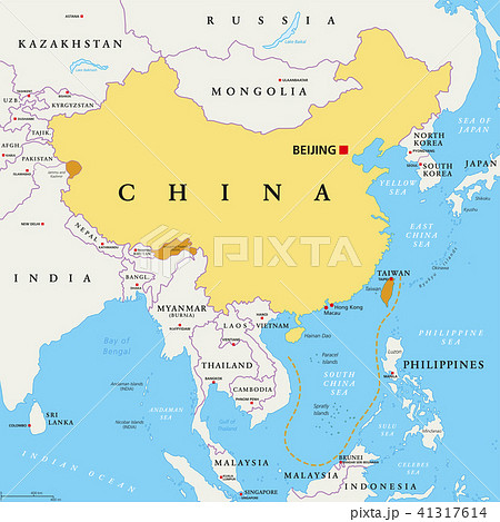 China, controlled and claimed regions, political m 41317614