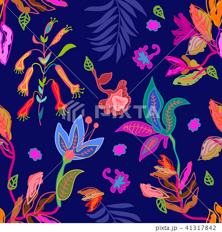 Sketchy print with abstract flowers. 41317842