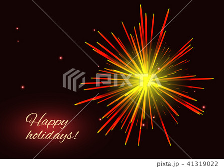 Radiant red yellow fireworks greeting background 41319022