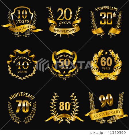 Set of gold anniversary badges Set of gold anniversary badges 41320590