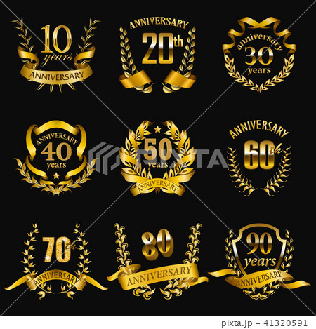 Set of gold anniversary badges Set of gold anniversary badges 41320591