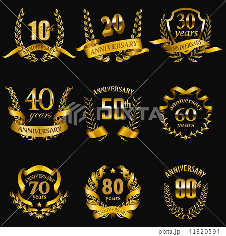 Set of gold anniversary badges 41320594
