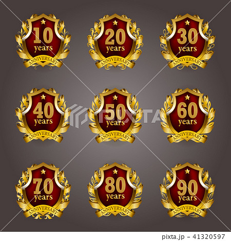 Set of gold anniversary badges 41320597