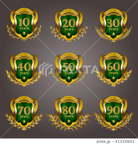 Set of gold anniversary badges Set of gold anniversary badges 41320601