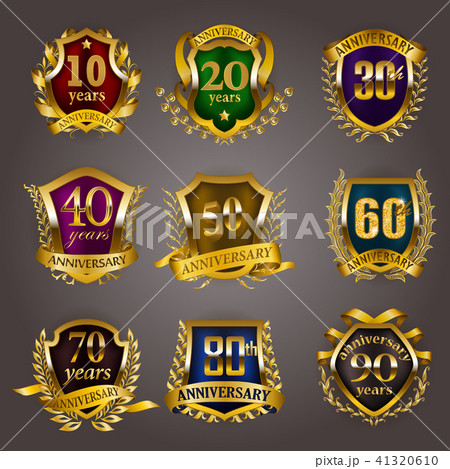 Set of gold anniversary badges 41320610