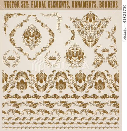 Set of vector damask ornaments. Set of vector damask ornaments. 41321750